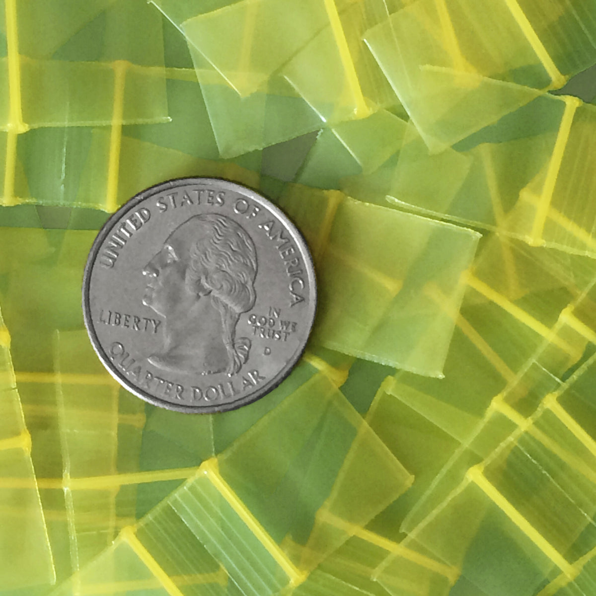 Yellow resealable bags from Original Apple Bags, 5/8 inch by 5/8 inch size, perfect for storing small items.