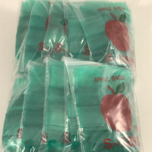 Green 5/8" x 5/8" resealable bags from Original Apple Bags, durable storage solution for small items.