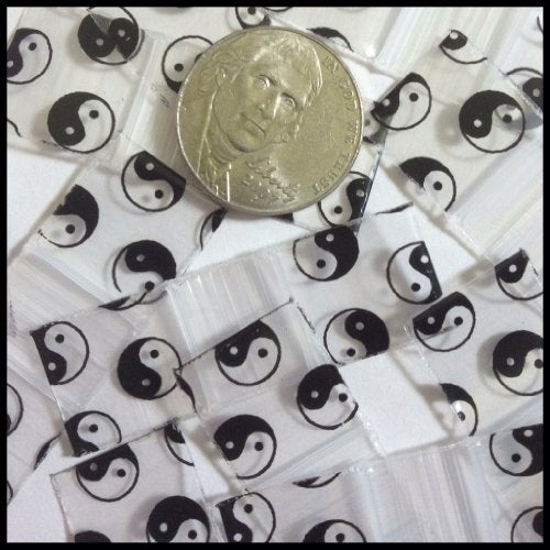 Resealable Original Apple Bags with Taoji/Yin Yang design, 5/8 x 5/8 inches, featuring distinctive black and white pattern.