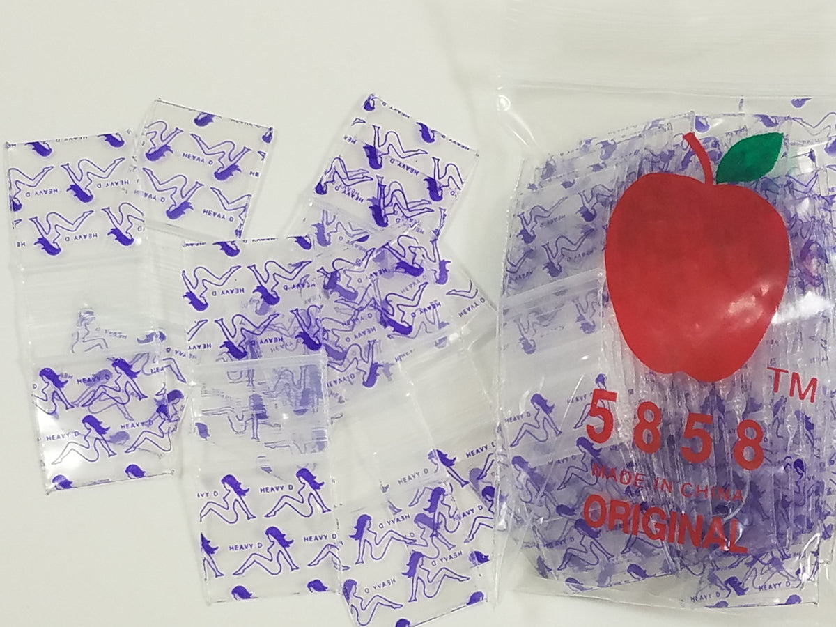 Resealable Original Apple Bags 5/8" x 5/8" heavy-duty clear plastic storage bags, perfect for organizing and packaging.