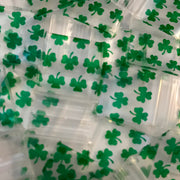 Resealable Original Apple Bags in 5/8" x 5/8" size with a clover design, ideal for packaging small items.
