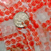 Original Apple Bags resealable bags with basketball design, 5/8 inch by 5/8 inch size, ideal for snack or craft storage.