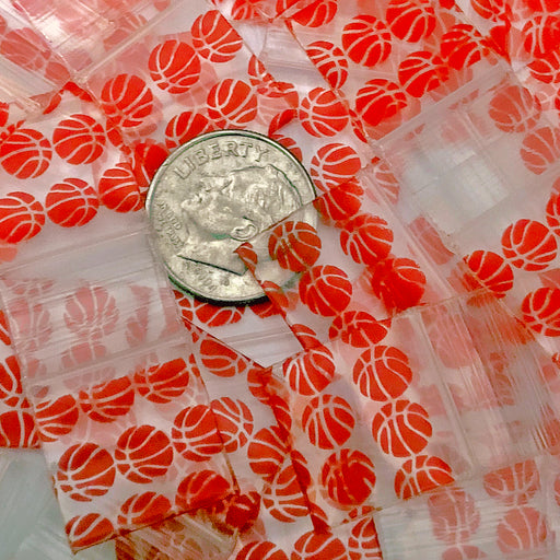 5858 Original Mini Ziplock 2.5mil Plastic Bags 5/8" x 5/8" Reclosable Baggies (Basketball) - The Baggie Store