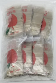 Resealable gold apple-shaped bags with 5/8 inch size, from Original Apple Bags, perfect for packaging small items.