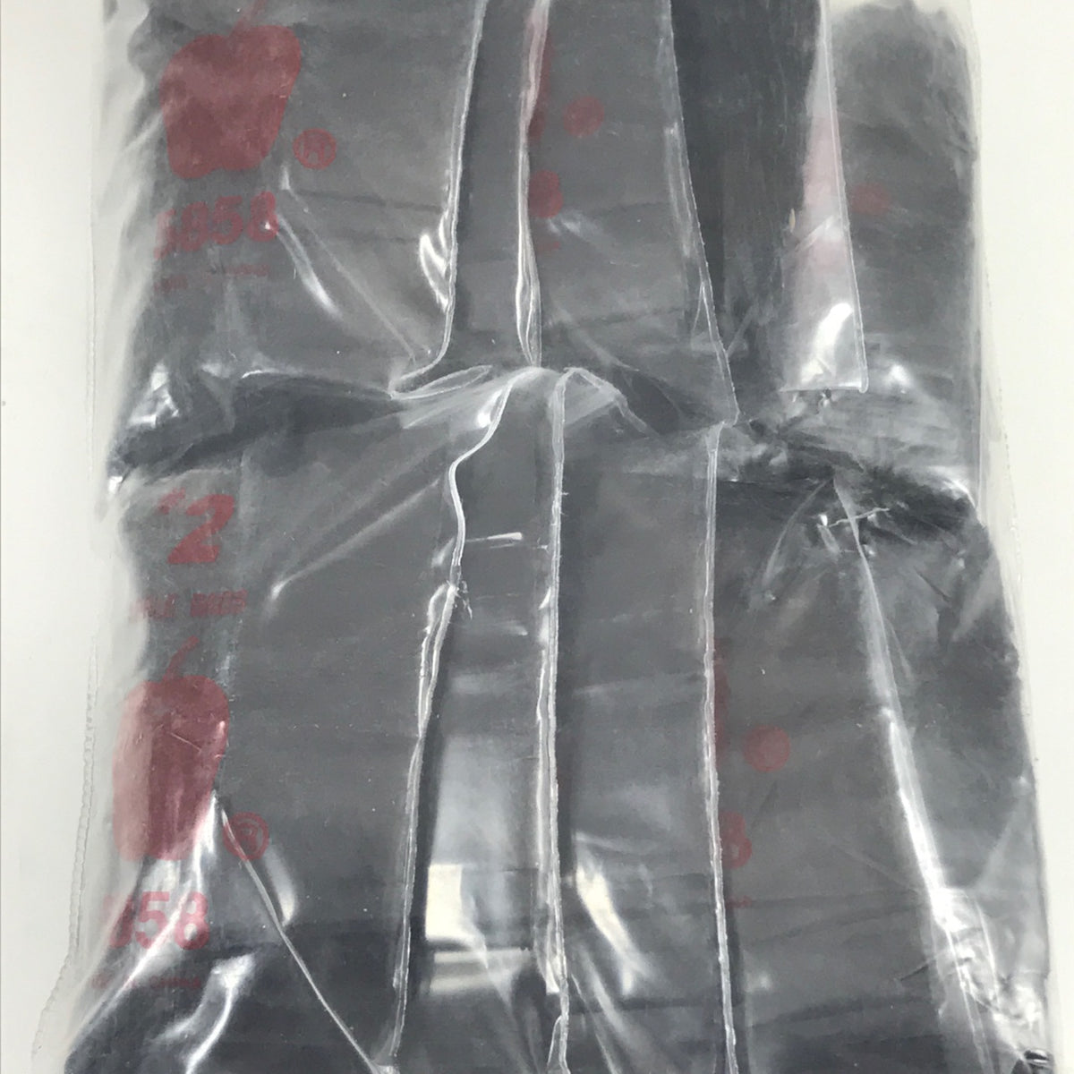 Black resealable bags by Original Apple Bags, 5/8" x 5/8" size, suitable for storing small items or packaging.