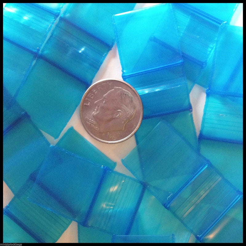 Blue 5/8" x 5/8" resealable original Apple Bags for storage or packaging, made by Original Apple Bags.