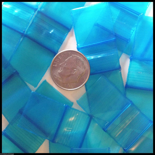 Blue 5/8" x 5/8" resealable original Apple Bags for storage or packaging, made by Original Apple Bags.