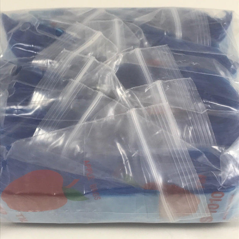 Blue 1x1 inch resealable bags from Original Apple Bags, perfect for storage or packaging.