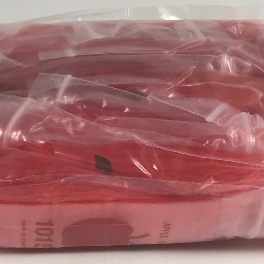 Red 1x1.5-inch resealable Apple Bags by Original Apple Bags, perfect for packaging small items or snacks.