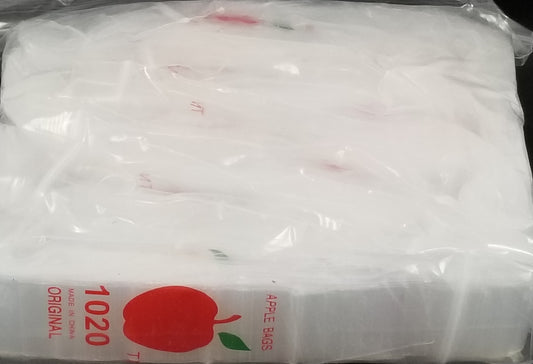 Clear 1"x2" resealable Apple Bags by Original Apple Bags, showing transparent plastic bags with resealable closures.