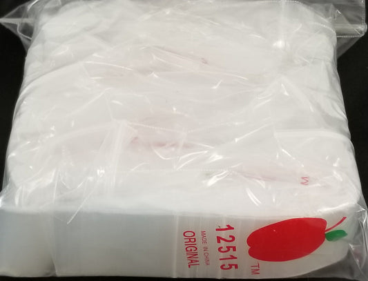 Clear resealable bags by Original Apple Bags, 1.25 x 1.5 inches, perfect for storing small items or packaging.