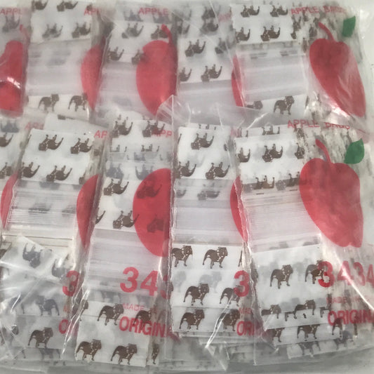 Resealable Original Apple Bags with 3/4" x 3/4" size, featuring clear plastic material and top closure for secure storage.