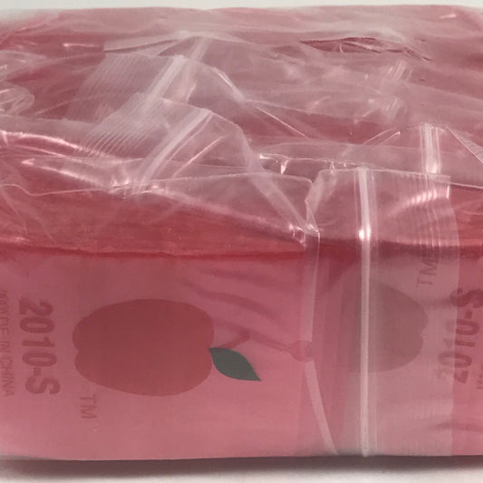 Red 2x1-inch resealable bags by Original Apple Bags, designed for secure storage and packaging.