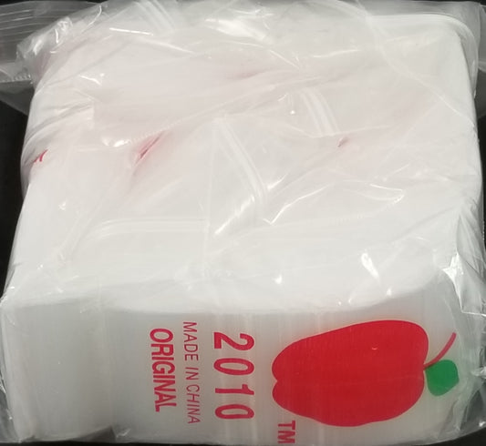 Clear resealable bags from Original Apple Bags, 2x1 inches, perfect for storage or packaging small items.