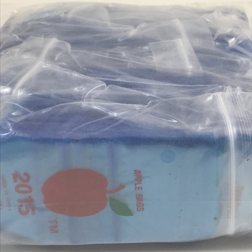 Blue 2x1.5-inch resealable bags by Original Apple Bags, original 2015 packaging, suitable for small items or storage.