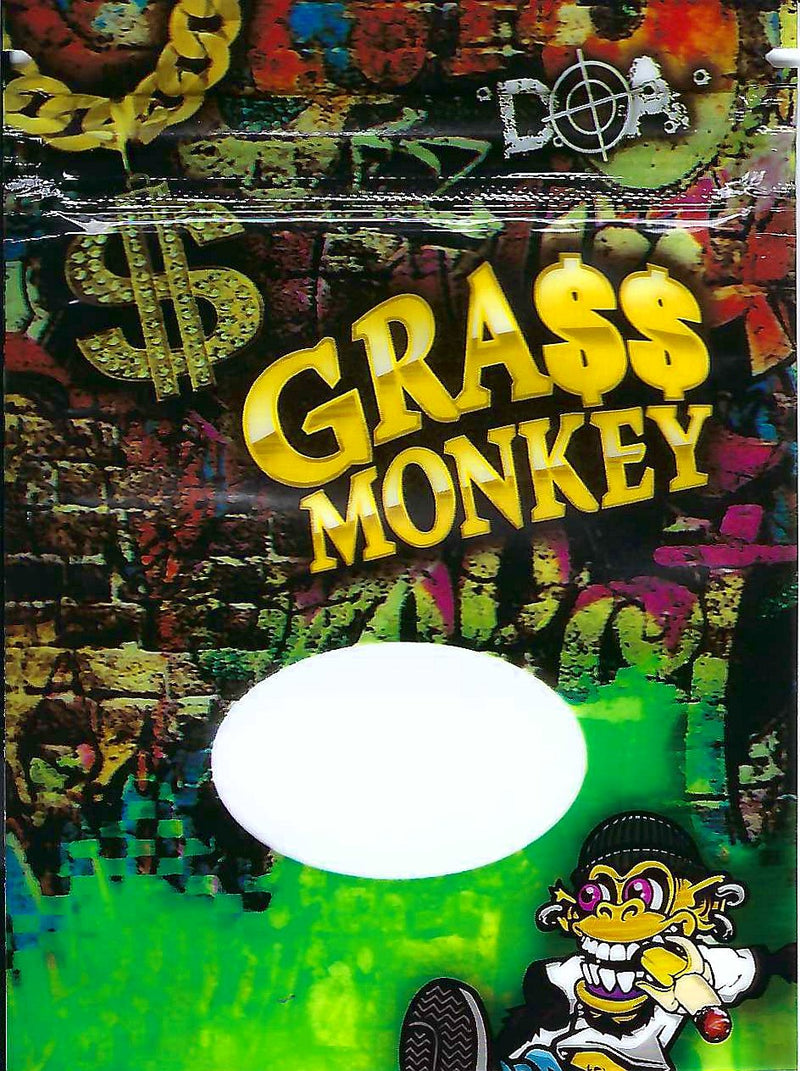 Smell proof Grass Monkey Bags from The Baggie Store, pack of 100, featuring resealable, odor-resistant storage solution