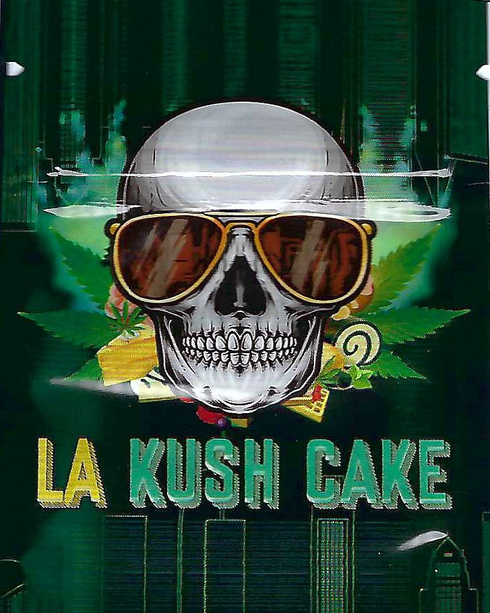 Smell-proof LA Kush Cake Bags by The Baggie Store, 100-pack, showing clear resealable storage pouches for discreet storage