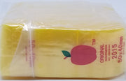 Yellow 2015 Original Apple Bags resealable bags, 2x1.5 inches, made by Original Apple Bags for storing small items.
