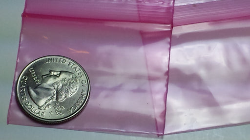 Pink 2x1.5-inch resealable bags from Original Apple Bags, ideal for packaging or storage.