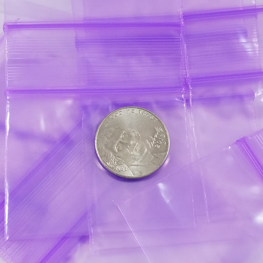 Purple Original Apple Bags resealable bags, 2x1.5 inches, designed for packaging and storage.