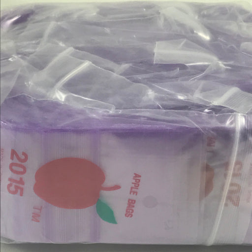 Purple resealable bags by Original Apple Bags, 2x1.5 inches, made of durable material for storage and organization.