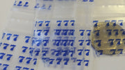 Original Apple Bags resealable bags with Lucky 777 design, 3/4 inch by 3/4 inch size for packaging or storage.