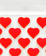 Resealable Original Apple Bags with heart pattern, 3/4" x 3/4" size, perfect for packaging small items or gifts.