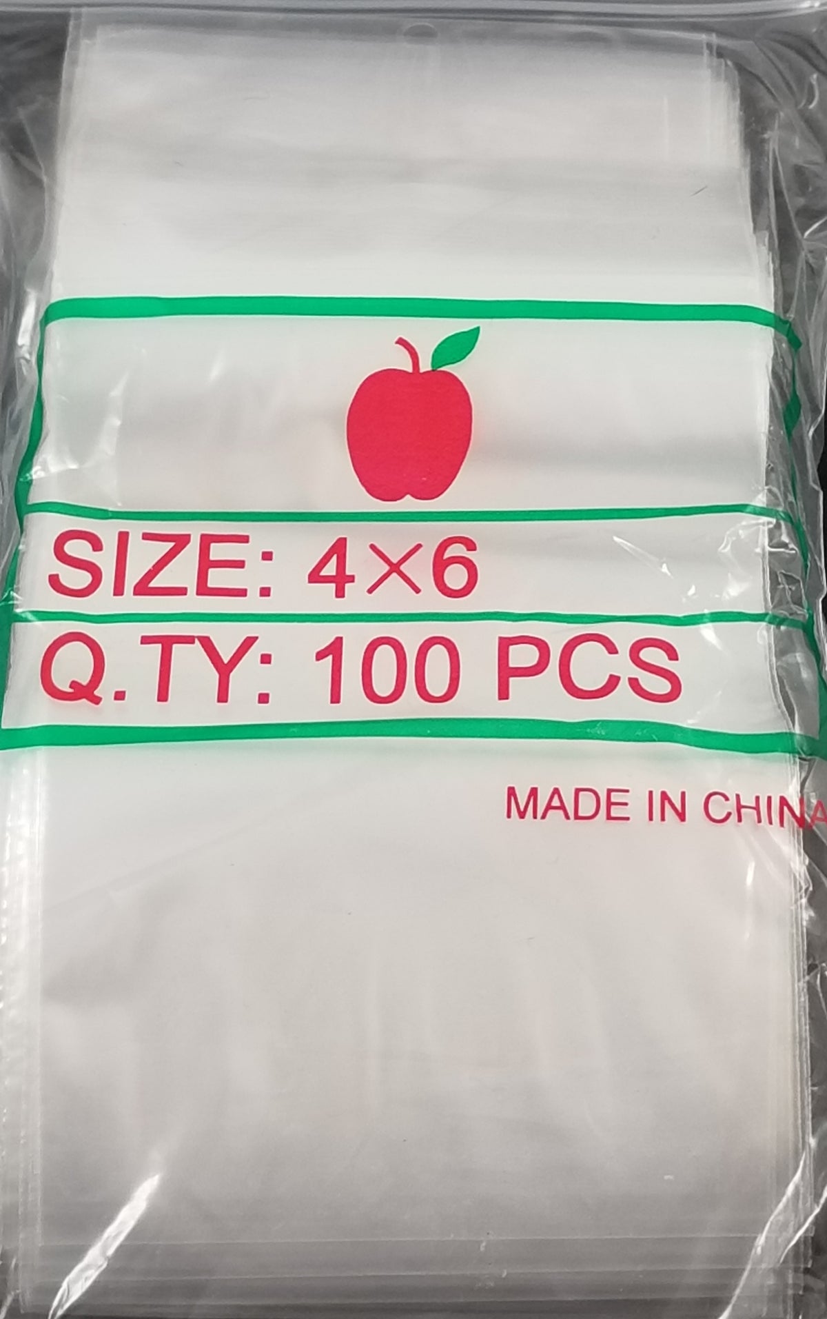 Clear 4x6-inch Original Apple Bags, transparent packaging for apples, by Original Apple Bags, shown in the image.