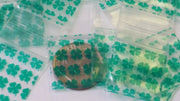 Resealable Apple Bags by Original Apple Bags, 3/4 inch by 3/4 inch, featuring a clover design for storing small items.