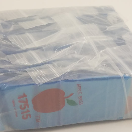 Blue 1.75" x 1.5" Original Apple Bags resealable bags, perfect for packaging small items or produce.