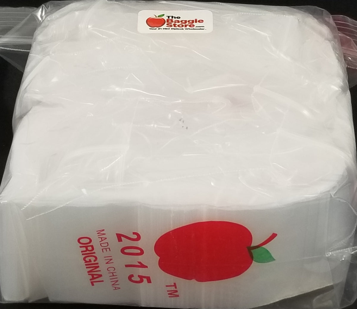 Clear resealable bags from Original Apple Bags, 2"x1.5" size, perfect for small items or packaging.