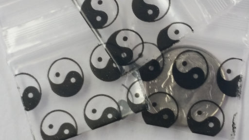 1034 Original Mini Ziplock 2.5mil Plastic Bags 1" x 3/4" Reclosable Baggies (Taiji/Yin Yang) - The Baggie Store