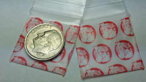 Red dog-themed 1x1-inch resealable Original Apple Bags for packaging or storage.