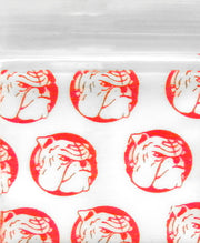 Red dog-themed Original Apple Bags 1" x 1" resealable bags, ideal for packaging small items or snacks.