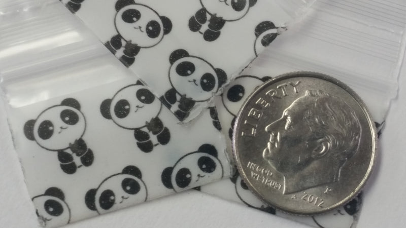 1034 Original Mini Ziplock 2.5mil Plastic Bags 1" x 3/4" Reclosable Baggies (Panda) - The Baggie Store