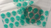 1034 Original Mini Ziplock 2.5mil Plastic Bags 1" x 3/4" Reclosable Baggies (Green Alien) - The Baggie Store