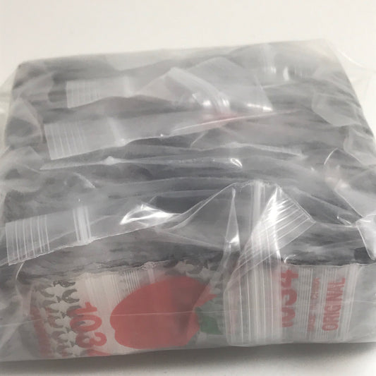 Original Apple Bags resealable bags, 1 inch by 3/4 inch, with eagle design, shown in a clear, close-up image.