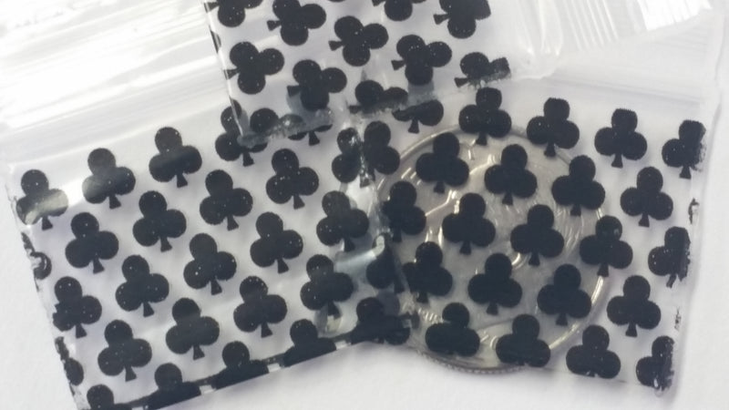 1034 Original Mini Ziplock 2.5mil Plastic Bags 1" x 3/4" Reclosable Baggies (Clubs) - The Baggie Store