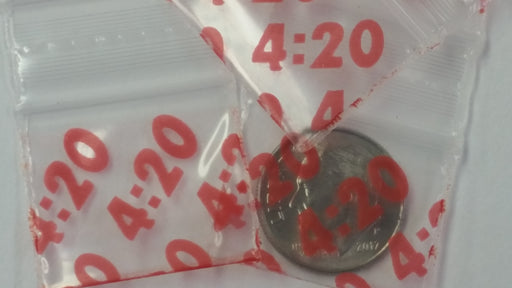 1034 Original Mini Ziplock 2.5mil Plastic Bags 1" x 3/4" Reclosable Baggies (Four Twenty 4:20) - The Baggie Store