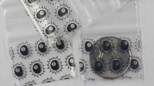1034 Original Mini Ziplock 2.5mil Plastic Bags 1" x 3/4" Reclosable Baggies (Eight 8-Ball) - The Baggie Store