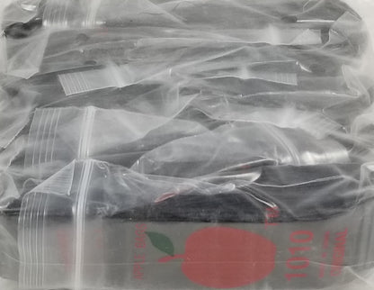 Black 1x1 inch resealable bags by Original Apple Bags, perfect for storage or packaging small items.