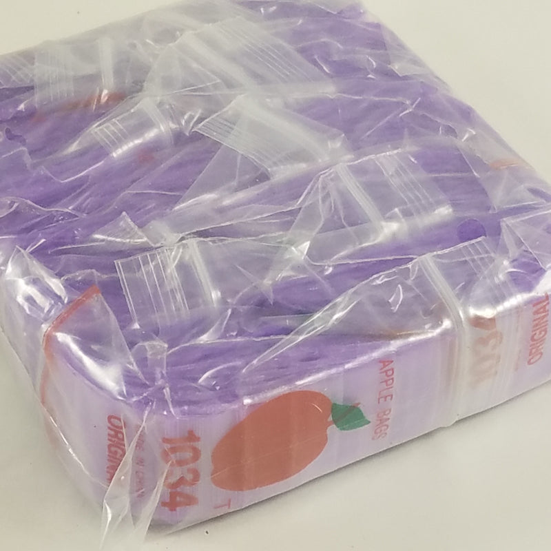 1034 Original Mini Ziplock 2.5mil Plastic Bags 1" x 3/4" Reclosable Baggies (Purple) - The Baggie Store