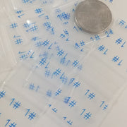 Resealable Original Apple Bags with "Number One" print, 1x1 inch size, perfect for packaging small items or gifts.