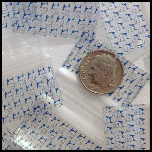 Blue Devil resealable bags by Original Apple Bags, 1.25" x 3/4" size, shown in a clear image with blue packaging.