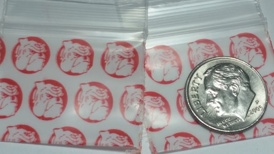 Red 12510 Original Apple Bags resealable bags, 1.25" x 1", designed for storing small items or snacks.