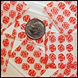 Red dice design on resealable apple bags, 1.25" x 1", from Original Apple Bags, ideal for packaging small items.