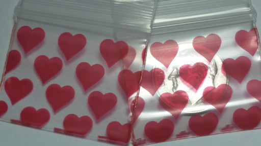 12510 Original Mini Ziplock 2.5mil Plastic Bags 1.25" x 1" Reclosable Baggies (Hearts) - The Baggie Store