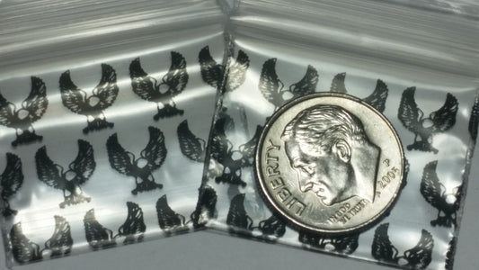 Resealable Original Apple Bags with 1.25" x 1" size, featuring the EAGLE brand logo on clear plastic packaging.