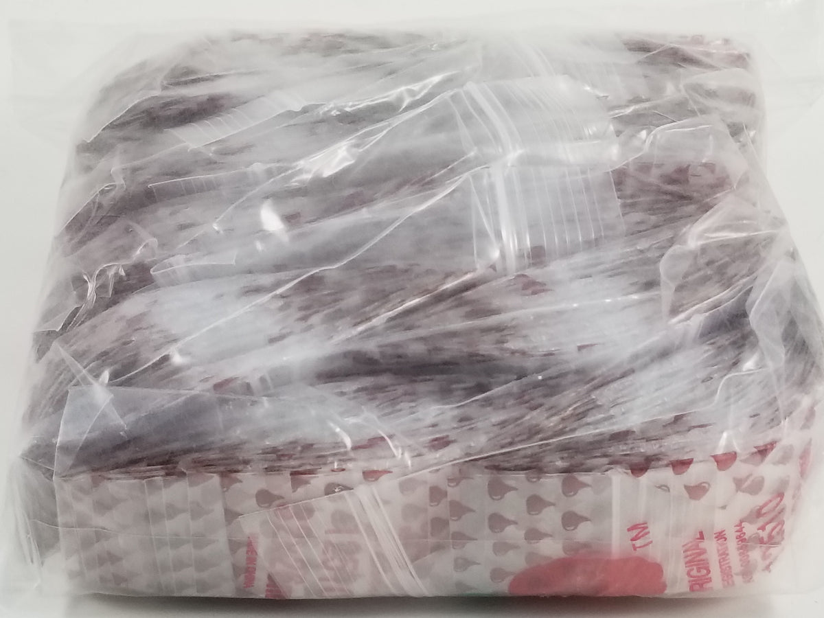 Resealable chocolate-colored apple bags, 1.25 x 1 inch, from Original Apple Bags, ideal for packaging small items.