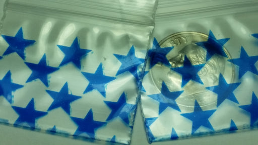 12510 Original Mini Ziplock 2.5mil Plastic Bags 1.25" x 1" Reclosable Baggies (Blue Star) - The Baggie Store